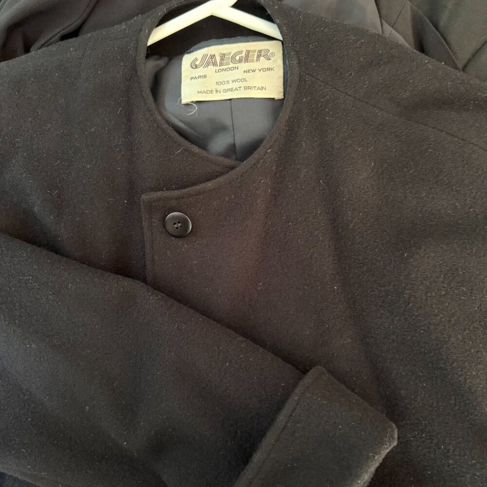 Jaeger Black Wool Button-Up Swing Coat Jacket Wom… - image 5